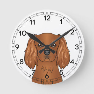 Ruby Cavalier King Charles Spaniel Kopf Runde Wanduhr