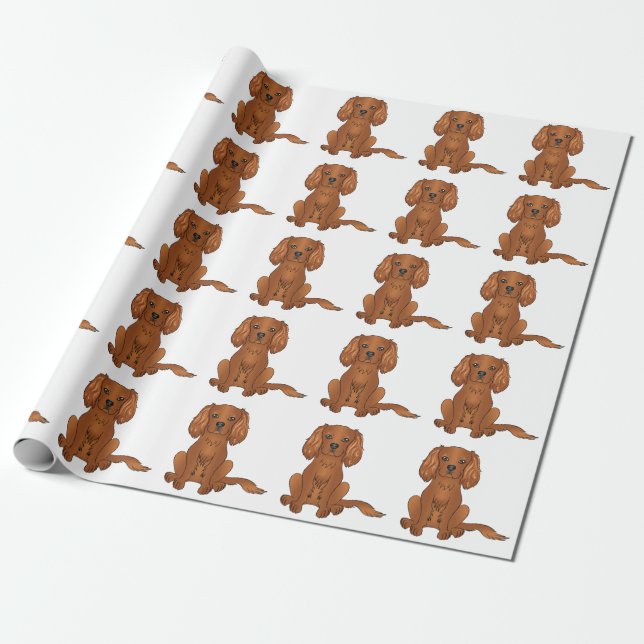 Ruby Cavalier King Charles Spaniel Pattern Geschenkpapier (Ungerollt)