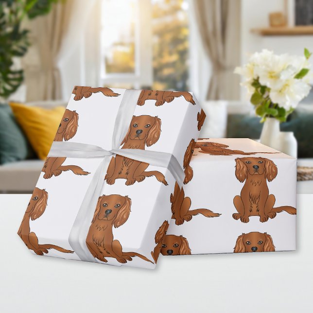 Ruby Cavalier King Charles Spaniel Pattern Geschenkpapier (Von Creator hochgeladen)