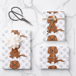 Ruby Cavalier King Charles Spaniel Pattern Geschenkpapier Set