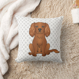 Ruby Cavalier King Charles Spaniel & Paws Kissen