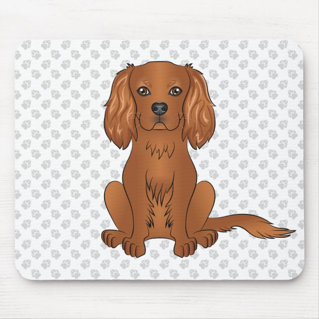 Ruby Cavalier King Charles Spaniel & Paws Mousepad (Vorne)