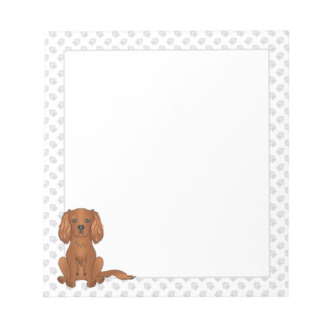 Ruby Cavalier King Charles Spaniel & Paws Notizblock (Vorderseite)