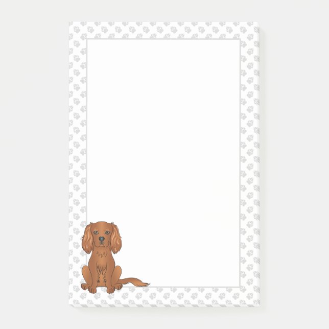 Ruby Cavalier King Charles Spaniel & Paws Post-it Klebezettel (Vorderseite)