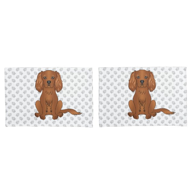 Ruby Cavalier King Charles Spaniel & Pfoten Kissenbezug (Vorderseite-Set)