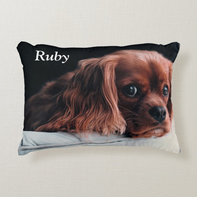Ruby Cavalier King Charles Spaniel Puppy Dog Dekokissen (Vorderseite)
