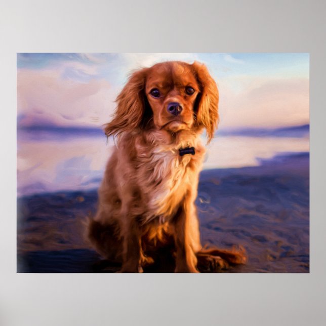 Ruby Cavalier King Charles Spaniel Puppy Dog Poster (Vorne)