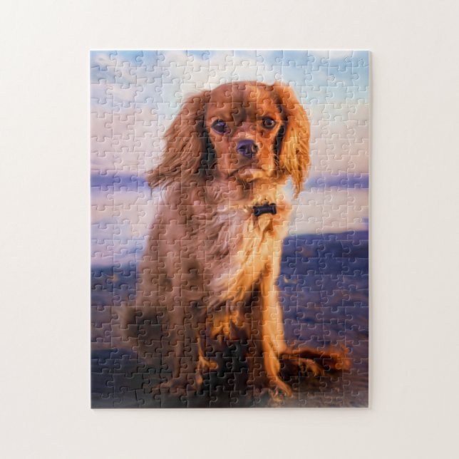 Ruby Cavalier King Charles Spaniel Puppy Dog Puzzle (Vertikal)
