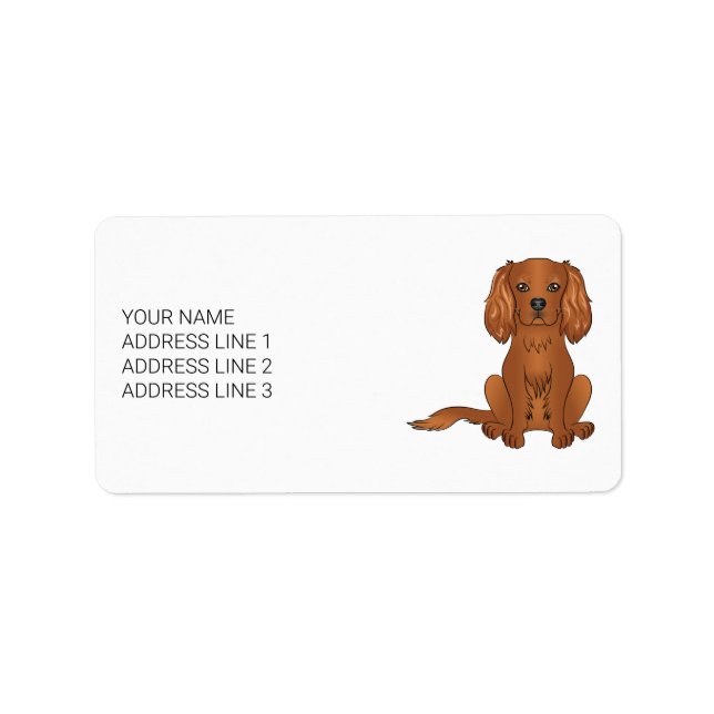 Ruby Cavalier King Charles Spaniel & Text Adressaufkleber (Vorne)