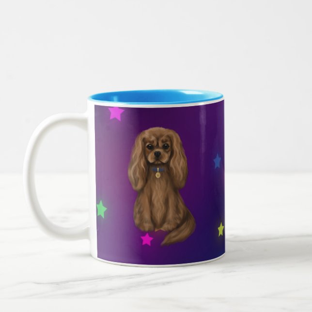 Ruby Cavalier King Charles Spaniel Zweifarbige Tasse (Links)