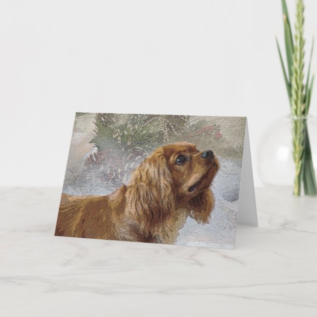 Ruby Cavalier Weihnachtskarte Feiertagskarte (Vorderseite)