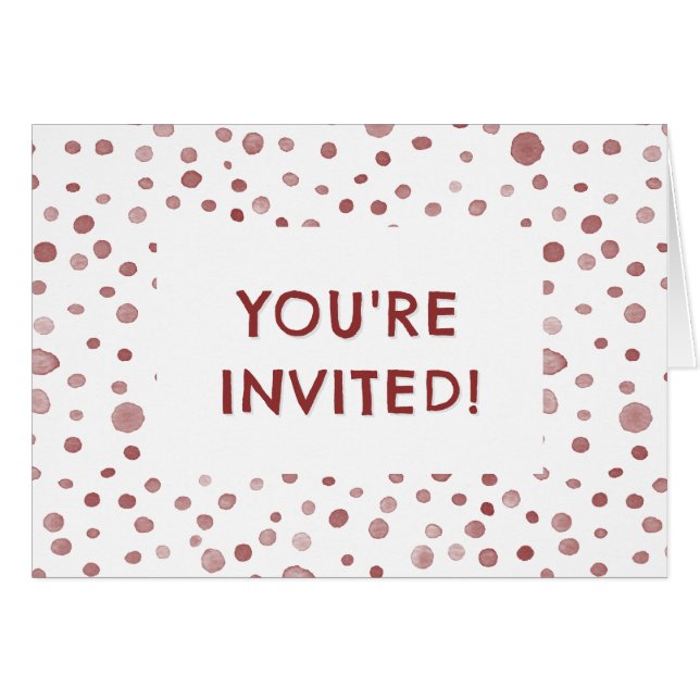 Ruby Confetti Watercolor Dots Birthday Einladung (Vorderseite (Horizontal))