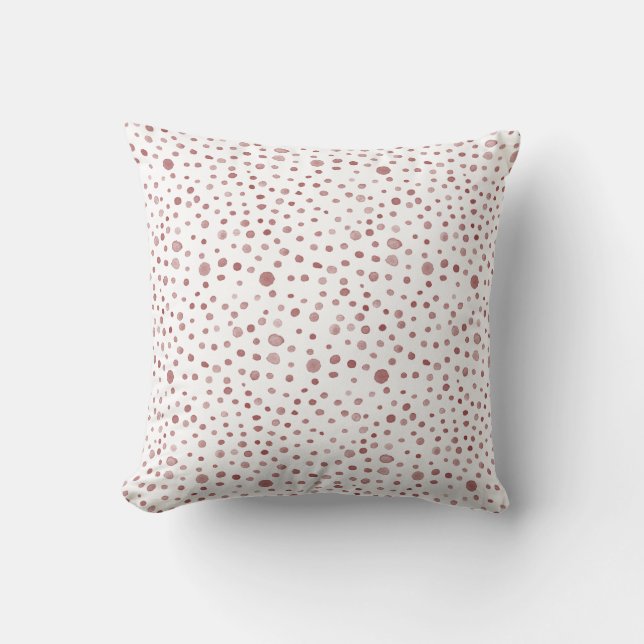 Ruby Confetti Watercolor Dots Throw Kissen (Vorderseite)