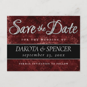 Ruby Crimson Red Classic Grunge Save the Date Ankündigungspostkarte