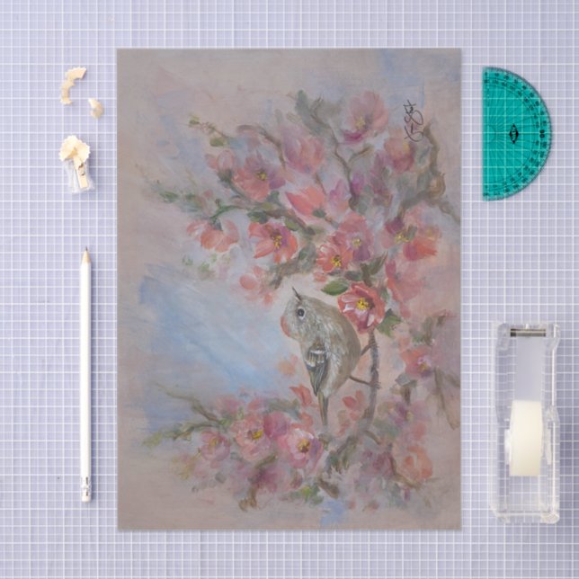 Ruby Crowned Kinglet Bird Seidenpapier (Handwerk)