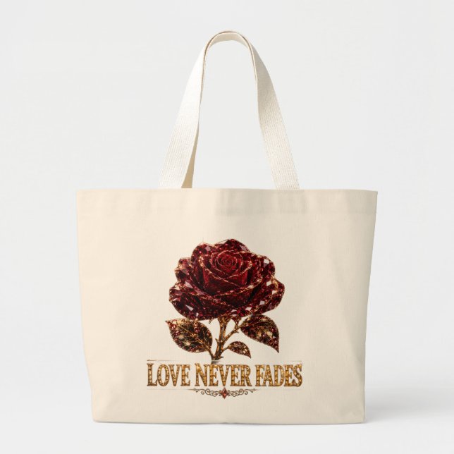 Ruby Crystal Rose – Love Never Fades Jumbo Stoffbeutel (Vorne)
