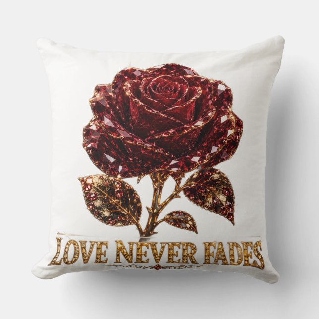 Ruby Crystal Rose – Love Never Fades Kissen (Vorderseite)