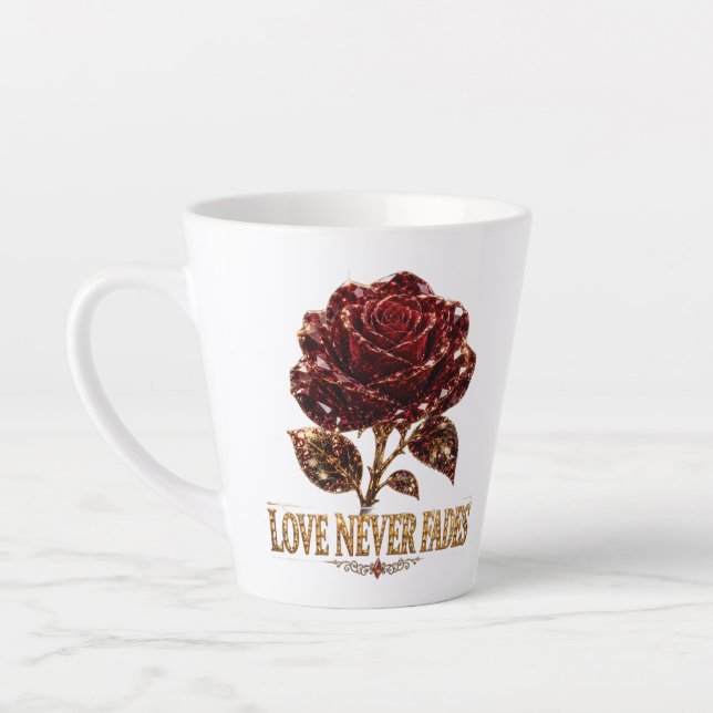 Ruby Crystal Rose – Love Never Fades Milchtasse (Links)