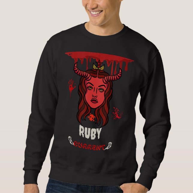 Ruby Current Retro Halloween Blood Demon Designs P Sweatshirt (Vorderseite)