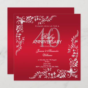 Ruby Decoration 40. Hochzeitstag Einladung
