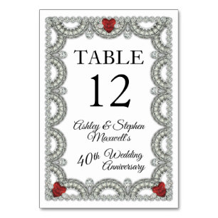 Ruby Diamond-Party zum 40. Hochzeitstag Tischnummer