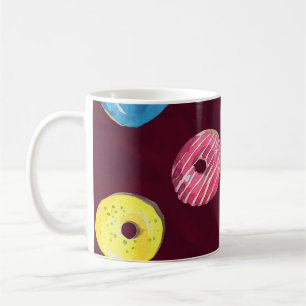 Ruby Donuts: Aquarellfarbenes, nahtloses Muster. Kaffeetasse