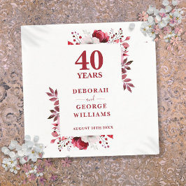 Ruby Elegant Floral 40. Hochzeitstag Serviette