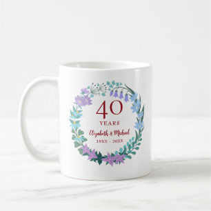 Ruby Floral Bluebell Lilac Wreath zum 40. Jahresta Kaffeetasse