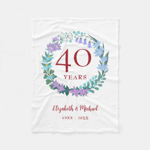 Ruby Floral Bluebells Wreath zum 40. Jahrestag Fleecedecke
