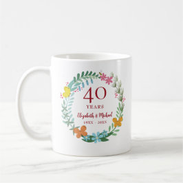 Ruby Floral Butterfly zum 40. Jahrestag Kaffeetasse