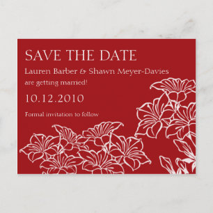 Ruby Floral Konturen Save the Date Postkarte