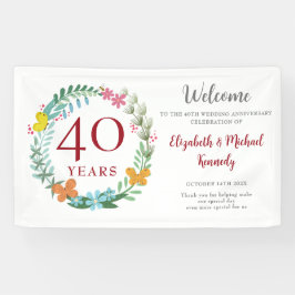 Ruby Floral Wreath Wedding zum 40. Jubiläum Banner