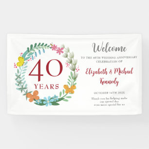 Ruby Floral Wreath Wedding zum 40. Jubiläum Banner
