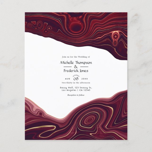Ruby Garnet und Gold Strata Agate Wedding Flyer (Vorne)