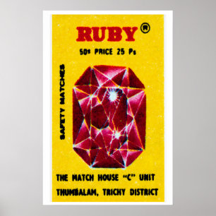 Ruby Gem - Streichholzschachtel-Druck - Ästhetisch Poster