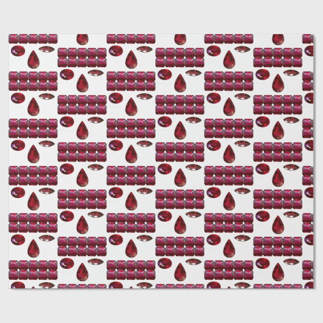 Ruby Gemstone Face Pattern Red Wrapping Papier Geschenkpapier (Flach)