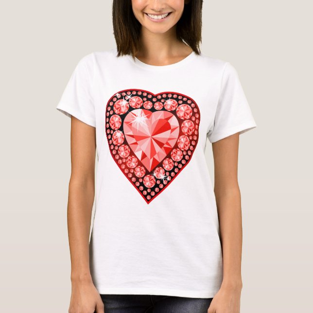 Ruby Gemstone Heart T-Shirt (Vorderseite)