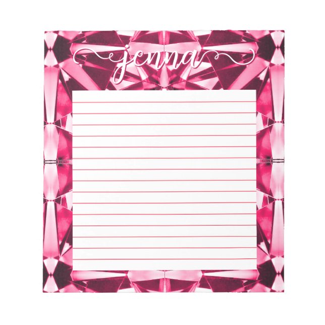 Ruby Gemstone Lined Personalisiert Notizblock (Vorderseite)