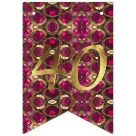 Ruby Gemstone Pattern 40. Hochzeitstag Wimpelkette