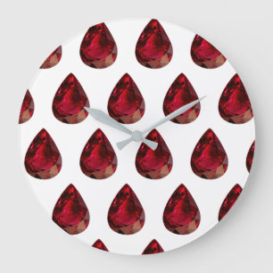 Ruby Gemstone Pattern, July Birthstone Large Clock Große Wanduhr
