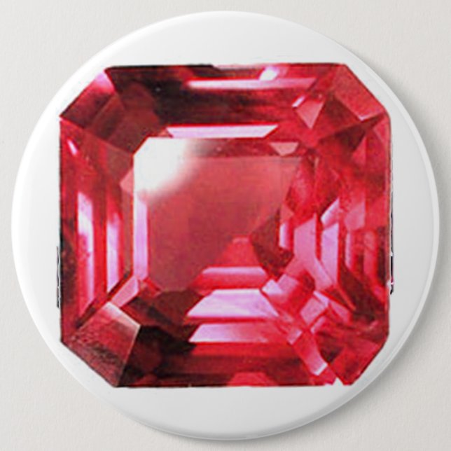 Ruby Gemstone Rujon Birthstone Rot Button (Vorderseite)