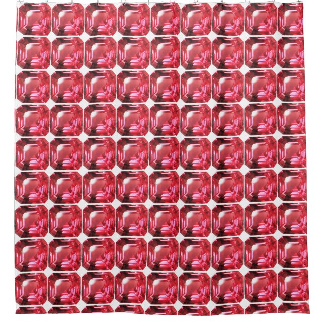Ruby Gemstone Rujon Birthstone Rot Duschvorhang (Vorderseite)