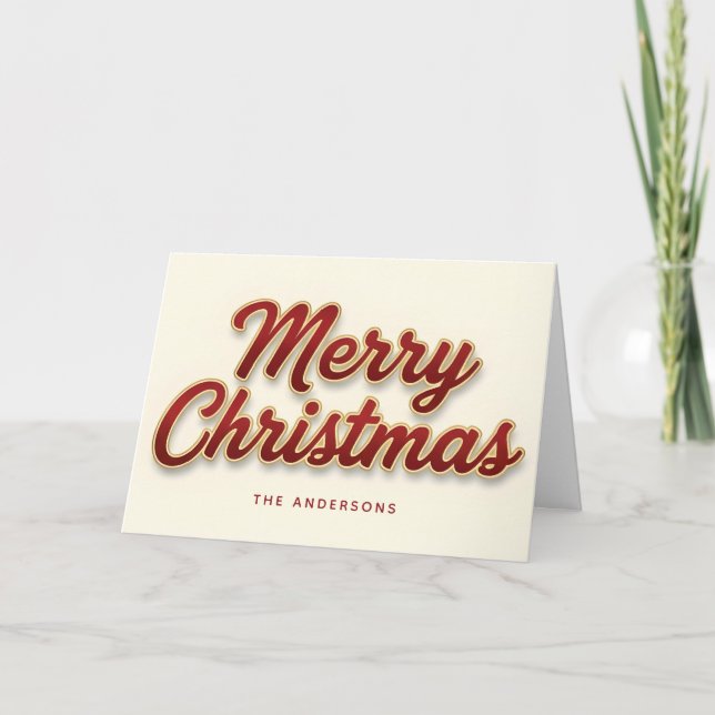 Ruby & Gold Retro Schrift Frohe Weihnachten (Vorderseite)