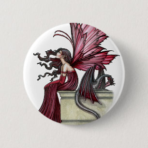 Ruby Gothic Red Fairy und Dragon Button