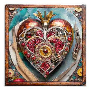 Ruby Granatapfel-Herz Steampunk-Serie Fotodruck