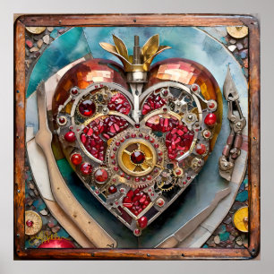 Ruby Granatapfel-Herz Steampunk-Serie Poster