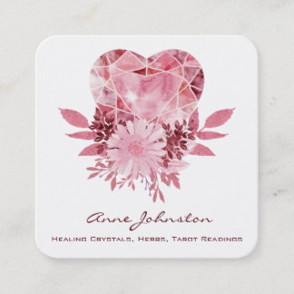 Ruby Heart and Blume Square Business Card Quadratische Visitenkarte