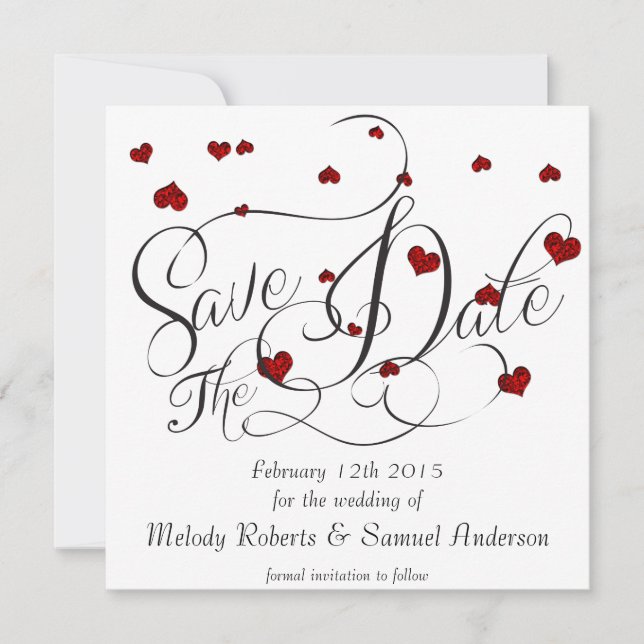 Ruby Heart Confetti Save the Date (Vorderseite)