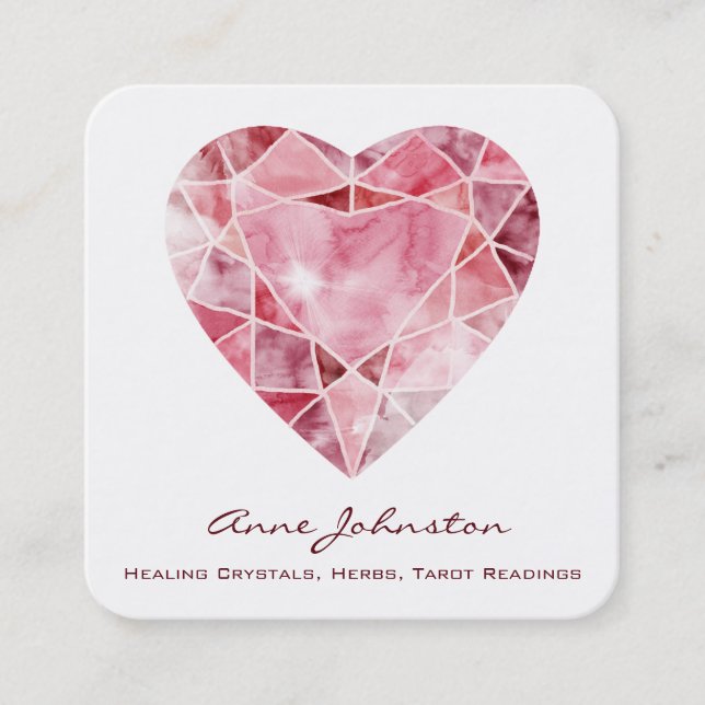 Ruby Heart Square Business Card Quadratische Visitenkarte (Vorderseite)