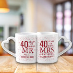 Ruby Hearts 40 Jahre Jubiläum Frau Right Liebestassen<br><div class="desc">Passen Sie die Namen und Daten an,  um ein lustiges und einzigartiges Geschenk zu schaffen,  um ein 40. rubinisches Hochzeitstag zu feiern. Entwickelt von Thisisnotme©</div>